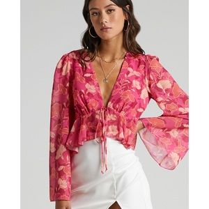 Showpo Dance It Out Top in Berry Floral